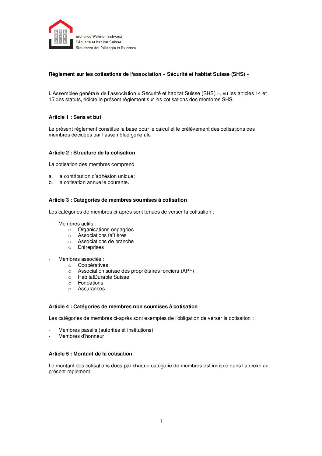 Le règlement SHS f Juli 2018 MS
