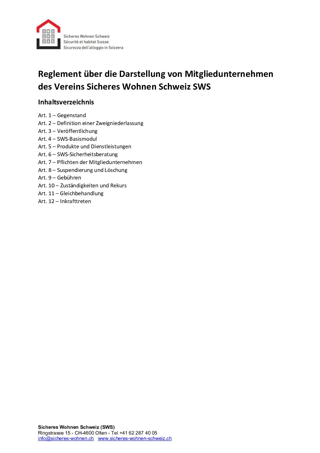 Reglement_Darstellung_Mitgliedunternehmen_SWS 2026-09 d